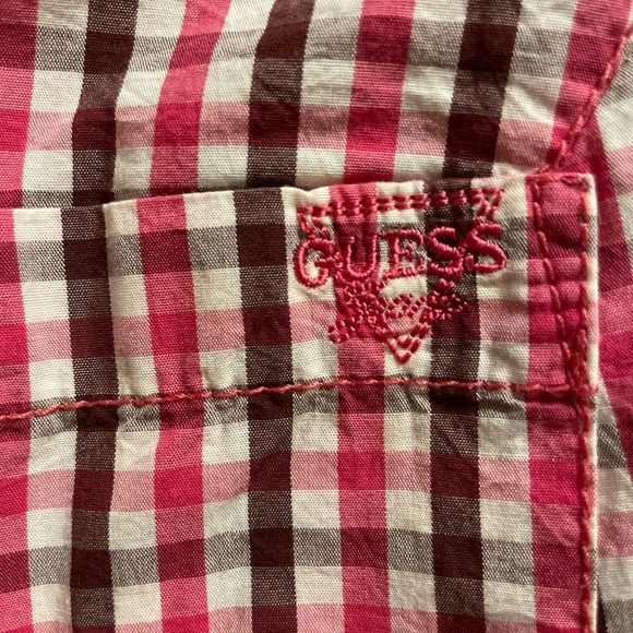 Guess Red Plaid Women's Button-Down Shirt - Picture 6 of 6